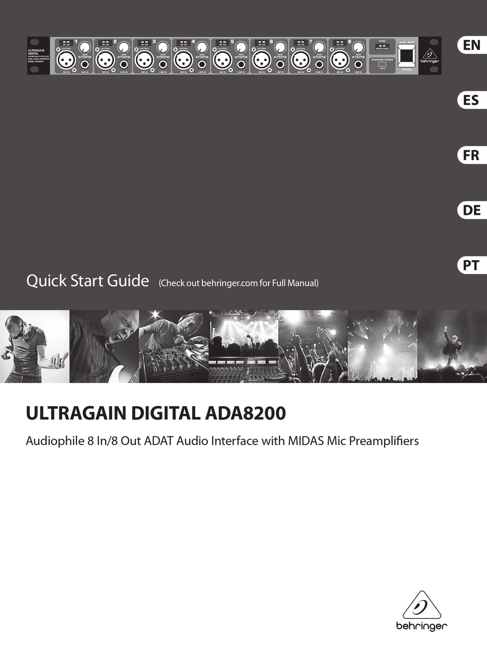 BEHRINGER ULTRAGAIN DIGITAL ADA8200 QUICK START MANUAL Pdf Download