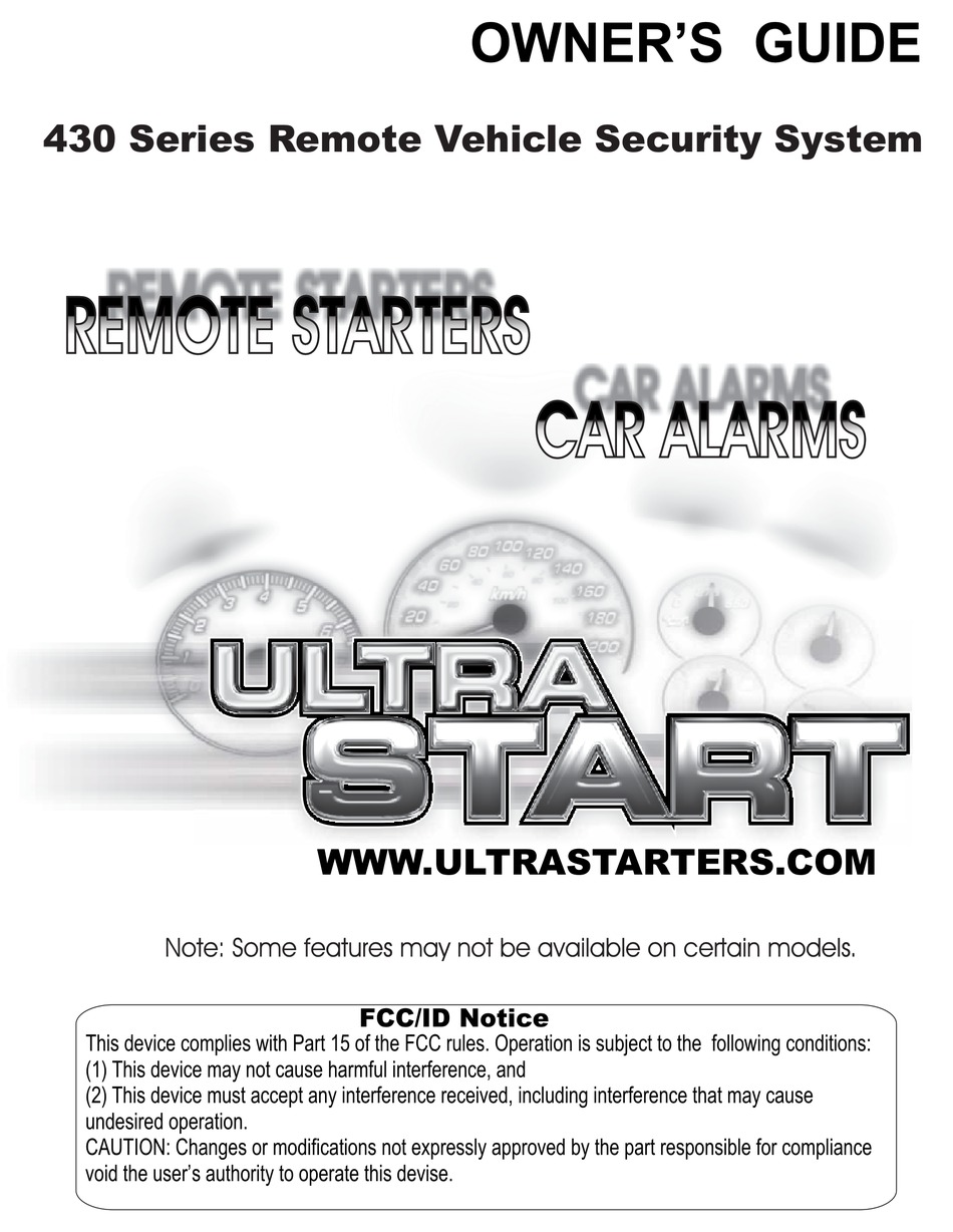 ULTRA START 430 SERIES OWNER�S MANUAL Pdf Download