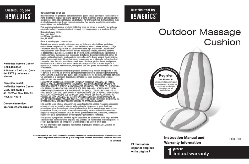 HOMEDICS ODC100 INSTRUCTION MANUAL Pdf Download ManualsLib
