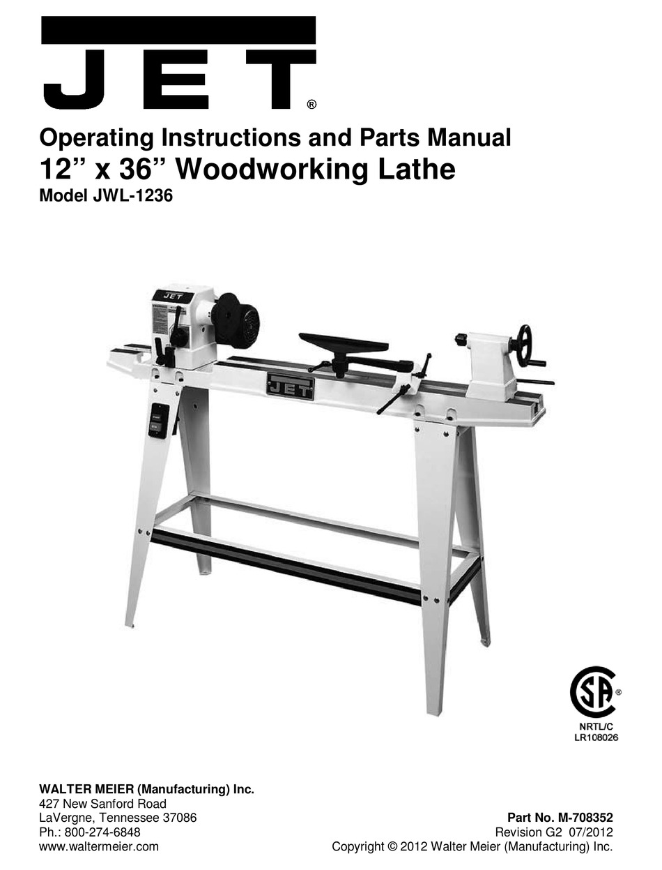 Jet Jwl 1236 Operating Instructions And Parts Manual Pdf Download Manualslib 