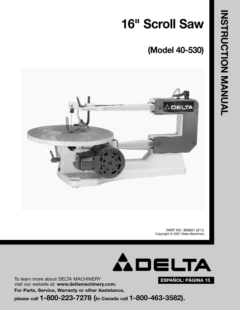 Delta 24" Scroll Saw Instruction Manual 