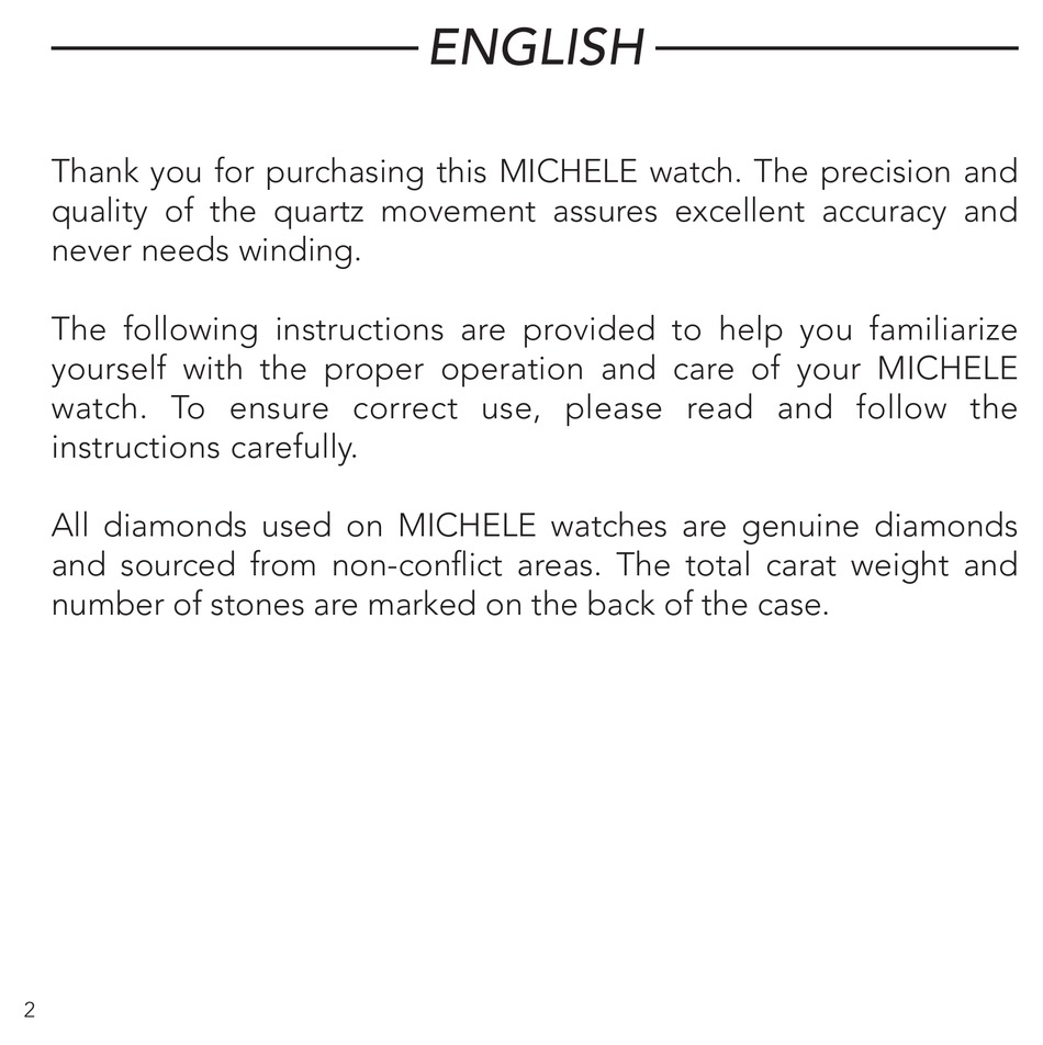 MICHELE WATCH MANUAL Pdf Download ManualsLib