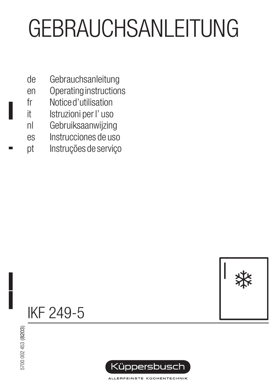 KUPPERSBUSCH IKF 2495 OPERATING INSTRUCTIONS MANUAL Pdf Download