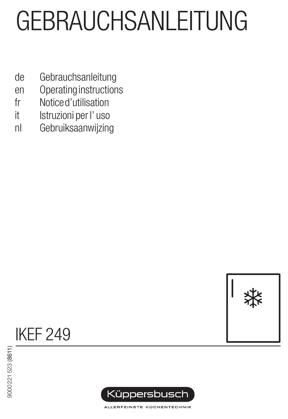 KUPPERSBUSCH IKEF 249 OPERATING INSTRUCTIONS MANUAL Pdf Download