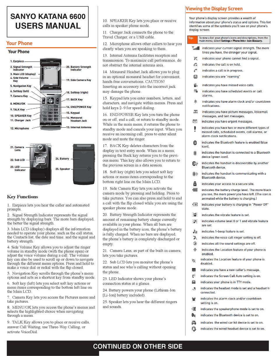 Sanyo Katana 6600 User Manual Pdf Download Manualslib