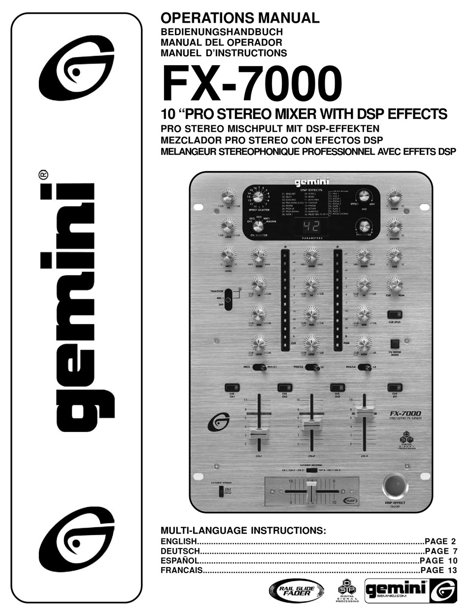 Gemini Fx 7000 Operation Manual Pdf Download Manualslib