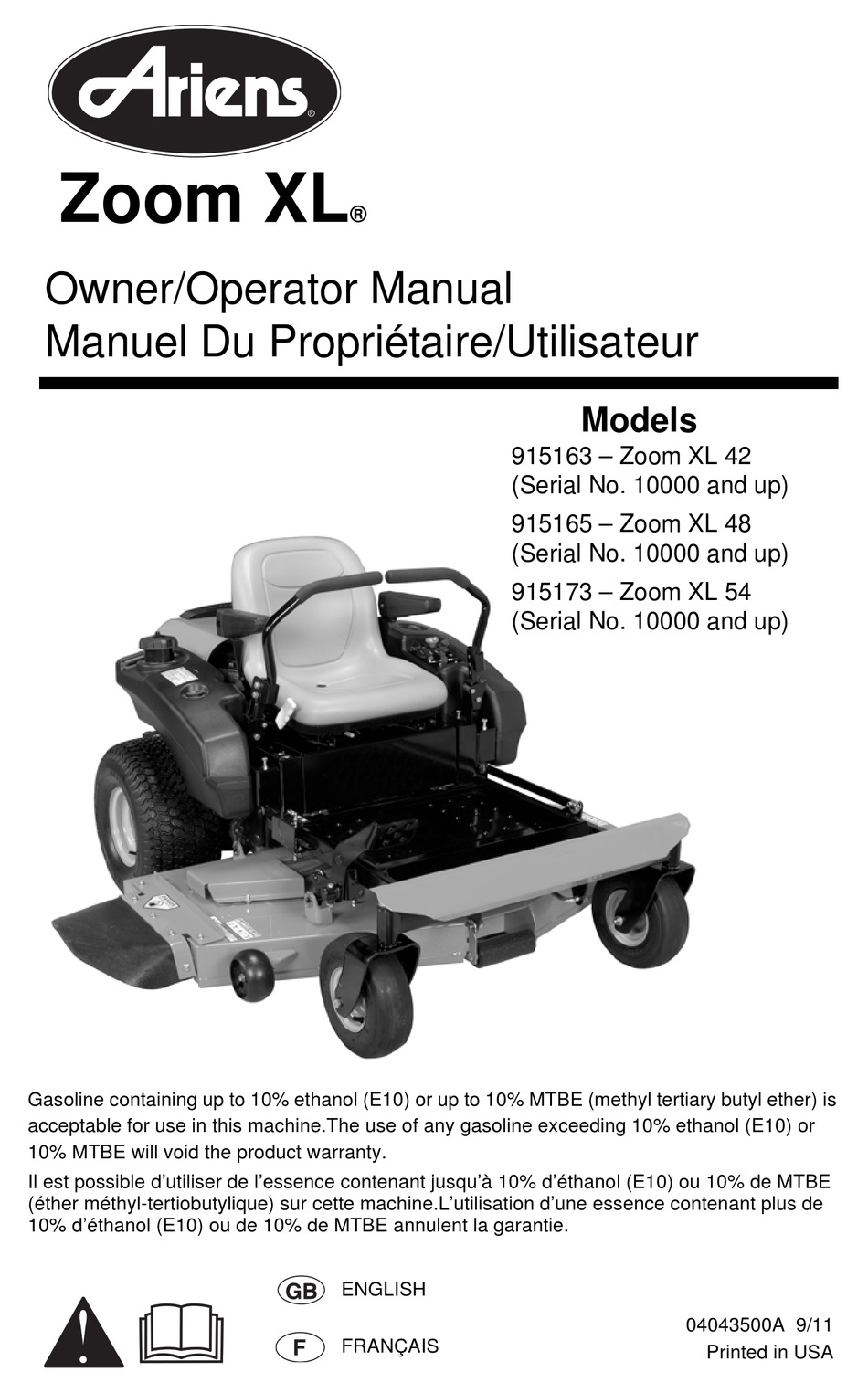 ARIENS ZOOM XL 42 MANUAL Pdf Download | ManualsLib