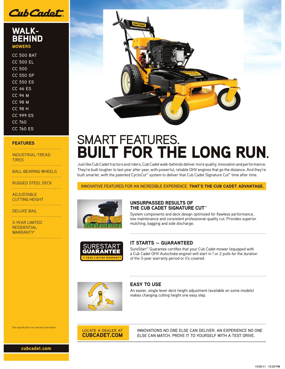 CUB CADET CC 46ES BROCHURE Pdf Download ManualsLib