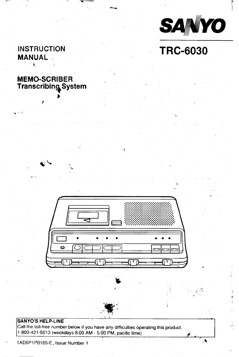 SANYO MEMOSCRIBER TRC6030 INSTRUCTION MANUAL Pdf Download ManualsLib
