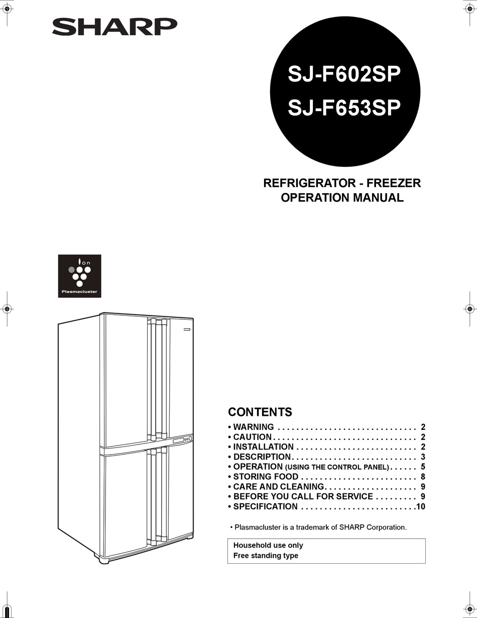 SHARP SJ-F602SP OPERATION MANUAL Pdf Download | ManualsLib