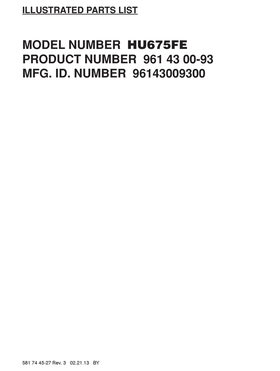 HUSQVARNA HU675FE ILLUSTRATED PARTS LIST Pdf Download | ManualsLib