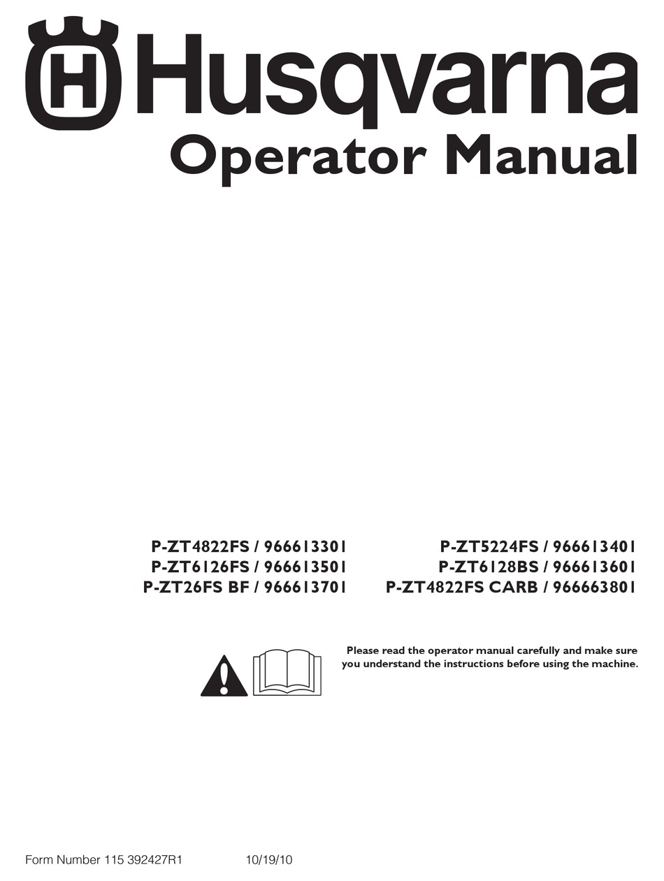 Husqvarna P Zt 48 Operator S Manual Pdf Download Manualslib