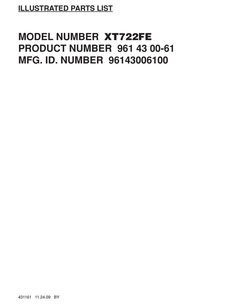HUSQVARNA XT722FE ILLUSTRATED PARTS LIST Pdf Download ManualsLib