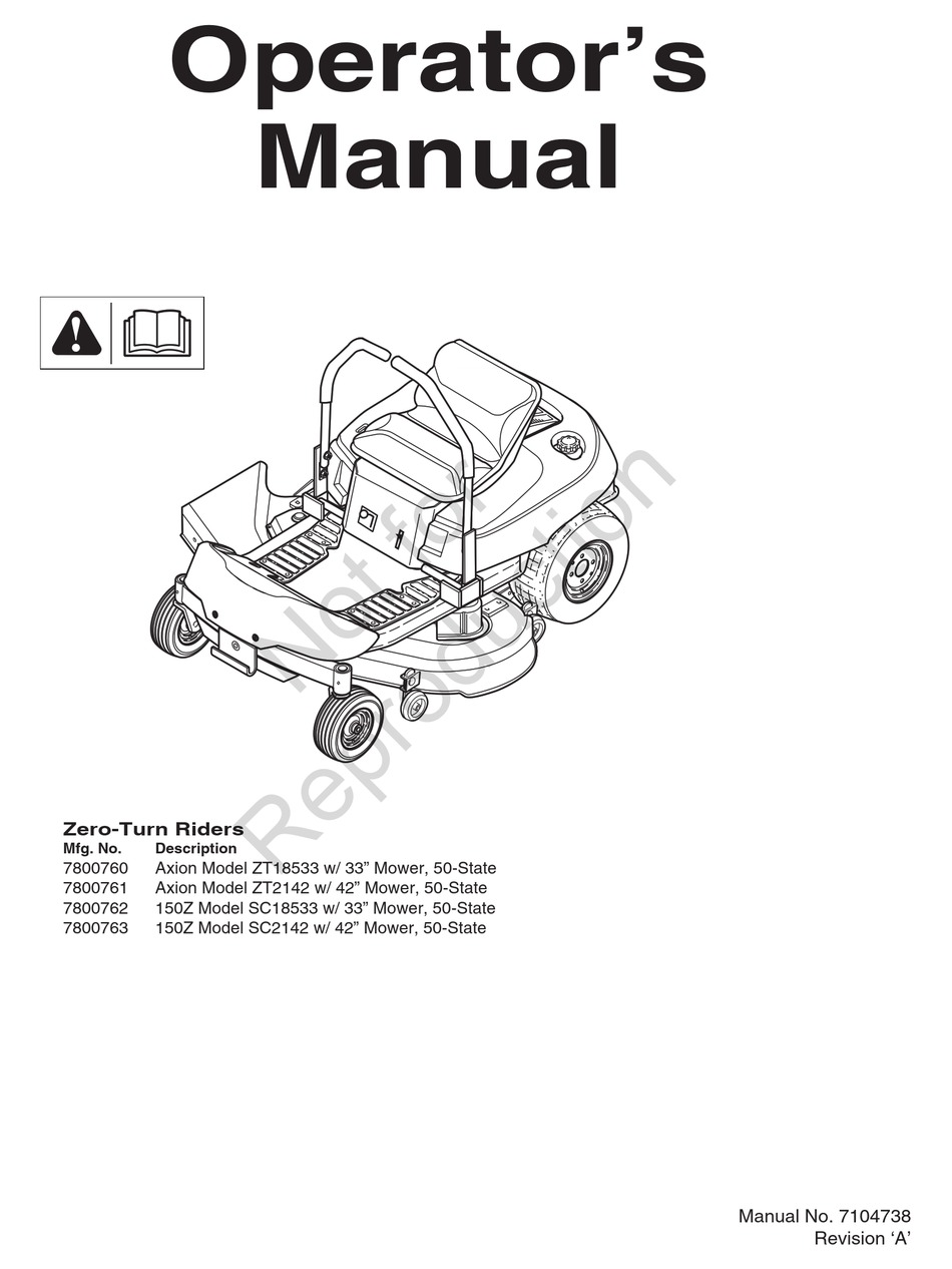 SNAPPER 150Z OPERATOR S MANUAL Pdf Download ManualsLib