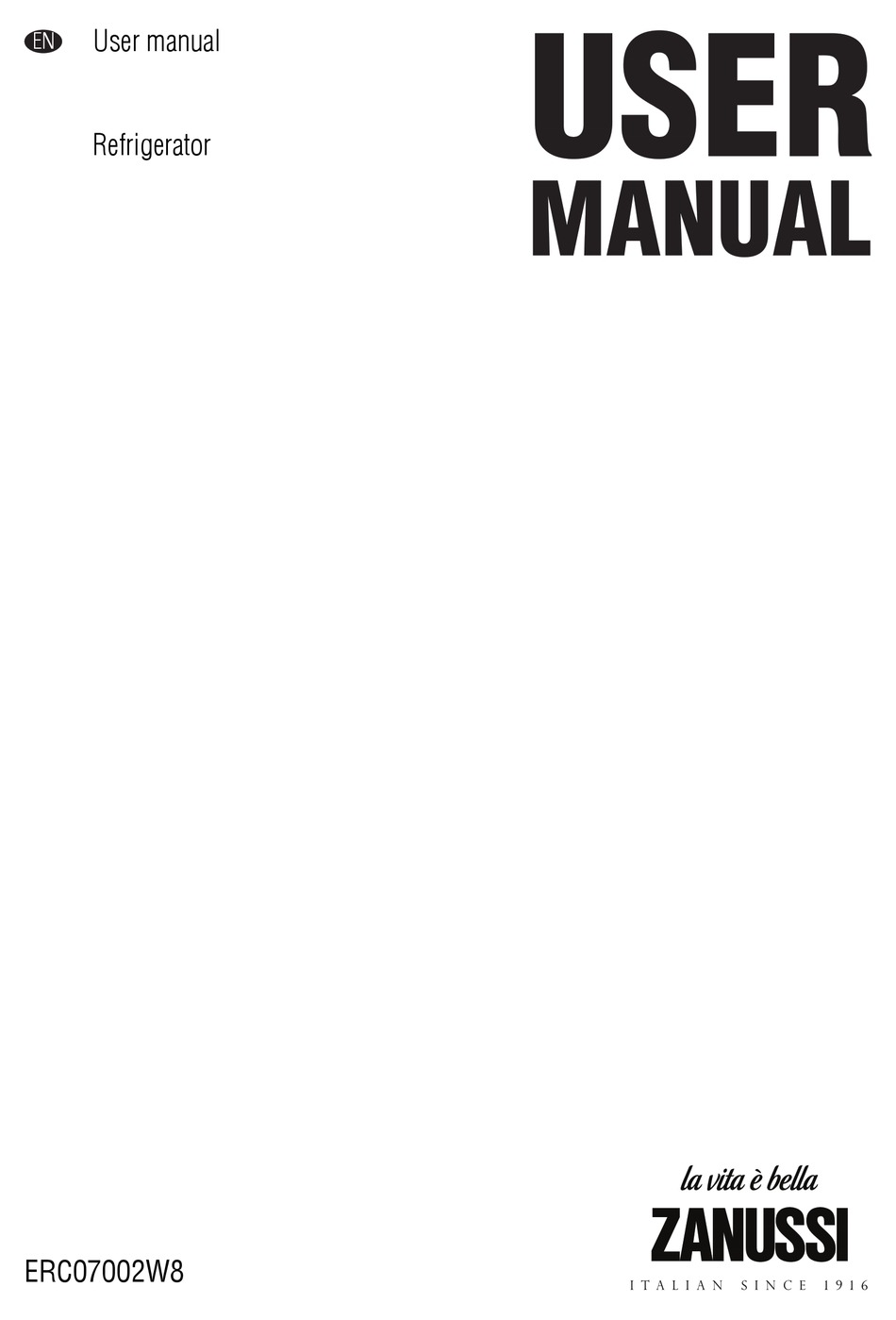 ZANUSSI ERC07002W8 USER MANUAL Pdf Download ManualsLib