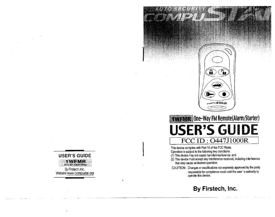 COMPUSTAR 0447J1000R USER MANUAL Pdf Download ManualsLib