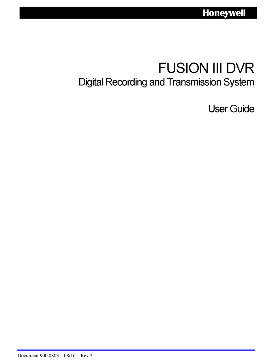 HONEYWELL FUSION III DVR USER MANUAL Pdf Download ManualsLib