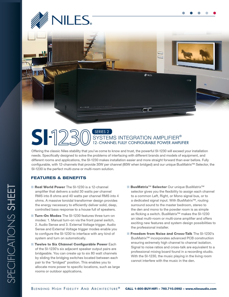 NILES SI1230 FEATURES AND SPECIFICATIONS Pdf Download ManualsLib