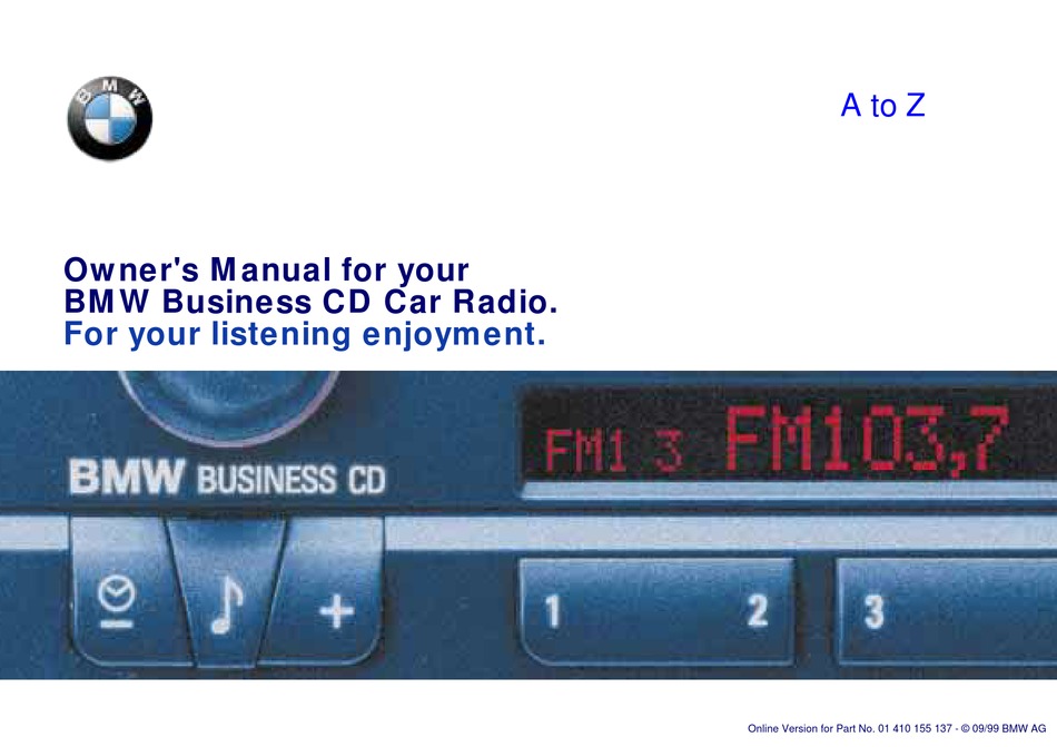 yours Describe Elemental BMW BUSINESS CD CAR RADIO OWNER'S MANUAL Pdf Download | ManualsLib