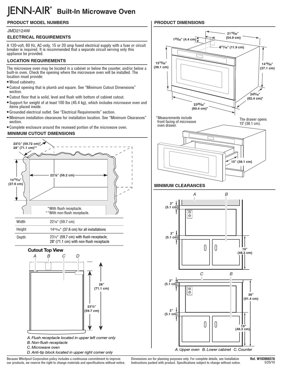 JENN-AIR JMD2124W PRODUCT DIMENSIONS Pdf Download | ManualsLib