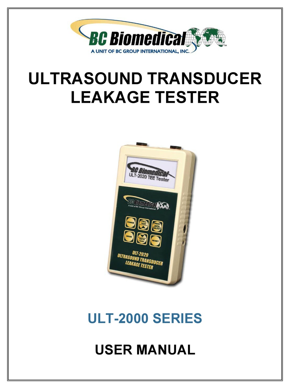 BC BIOMEDICAL ULT2000 SERIES USER MANUAL Pdf Download ManualsLib
