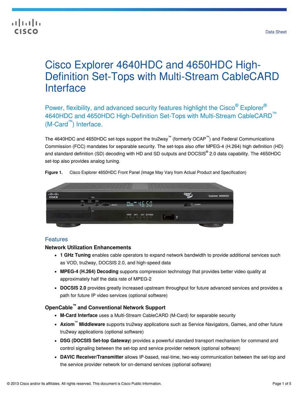 CISCO EXPLORER 4640HDC DATASHEET Pdf Download ManualsLib