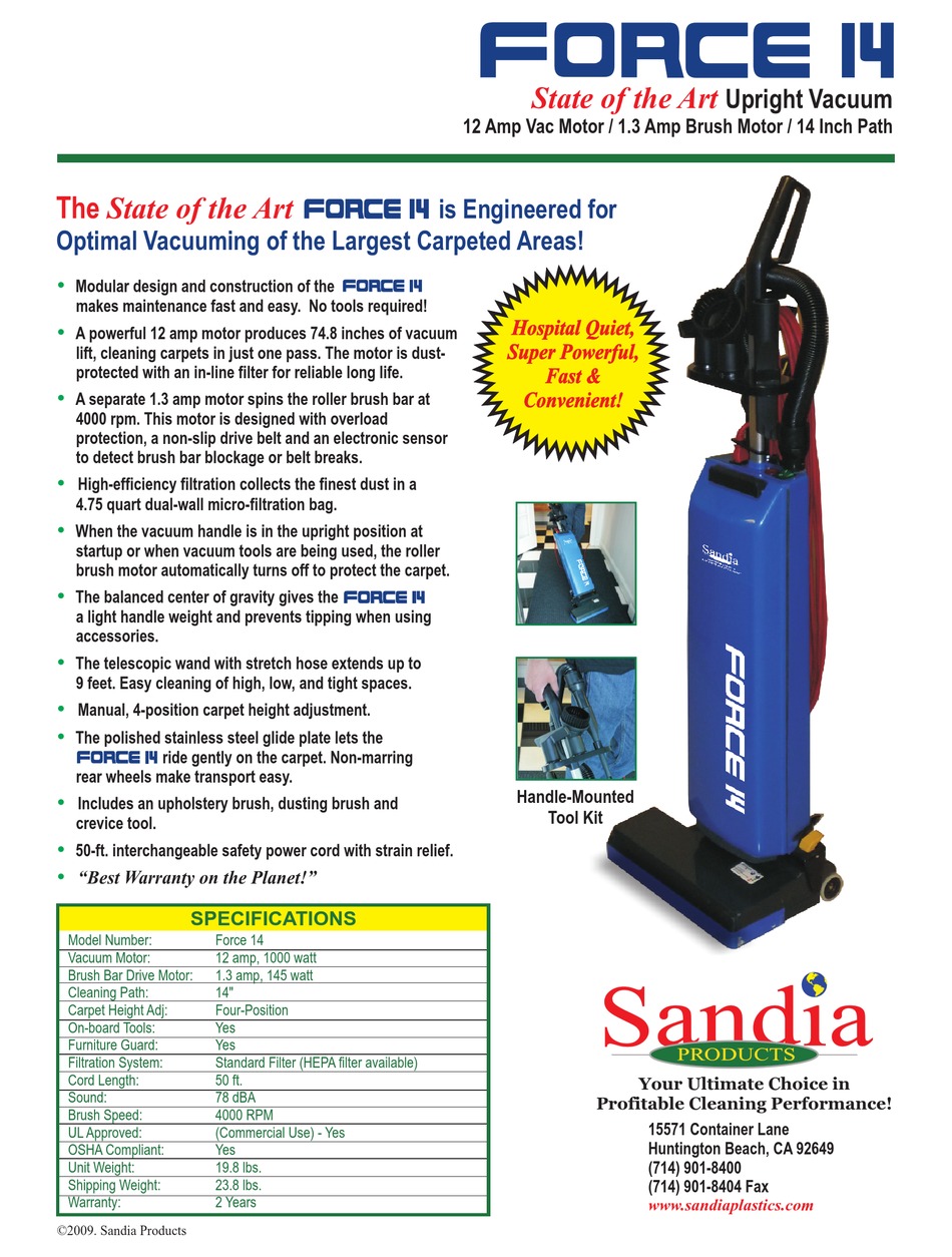 SANDIA PLASTICS FORCE 14 QUICK MANUAL Pdf Download ManualsLib