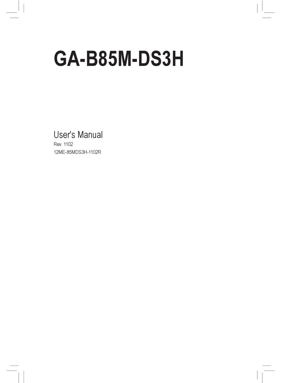 Gigabyte Ga B85m Ds3h User Manual Pdf Download Manualslib