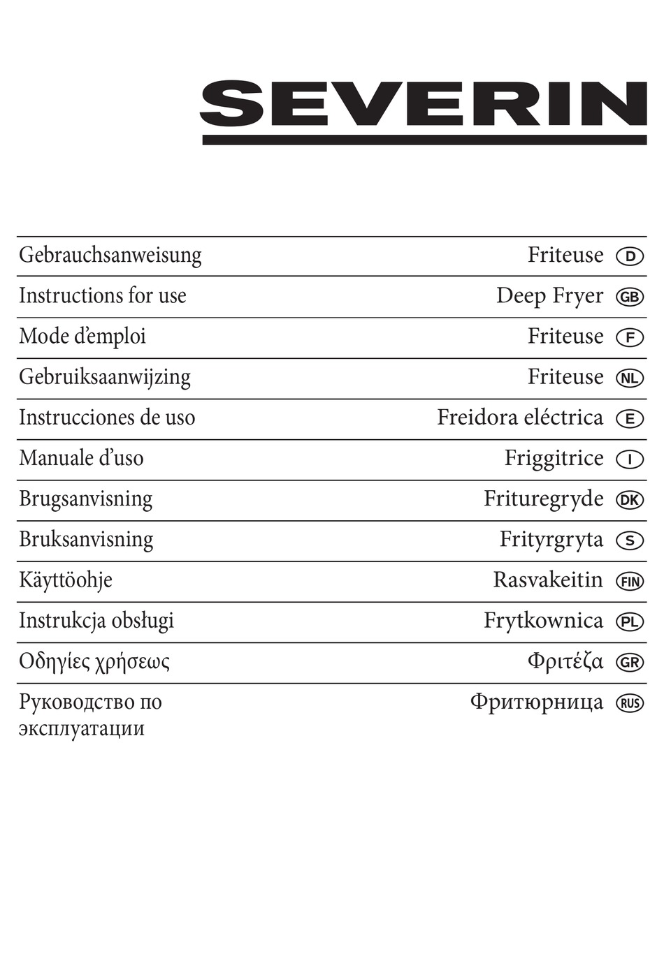 SEVERIN DEEP FRYER INSTRUCTIONS FOR USE MANUAL Pdf Download ManualsLib