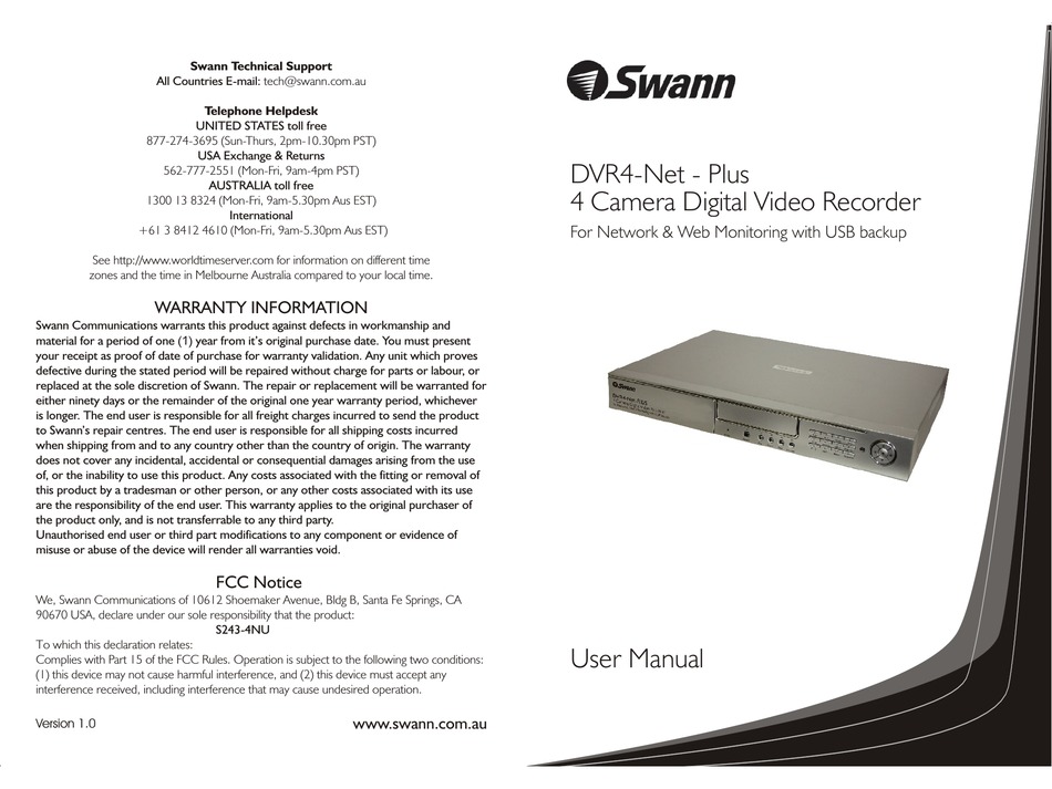 SWANN PLUS USER MANUAL Pdf Download ManualsLib