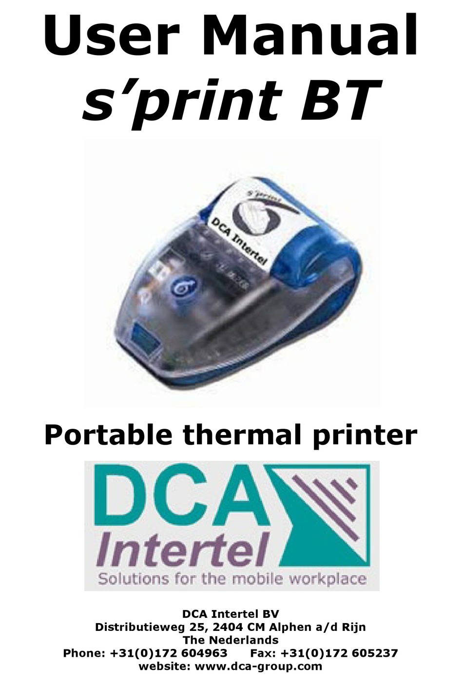 DCA INTERTEL S’PRINT BT USER MANUAL Pdf Download ManualsLib