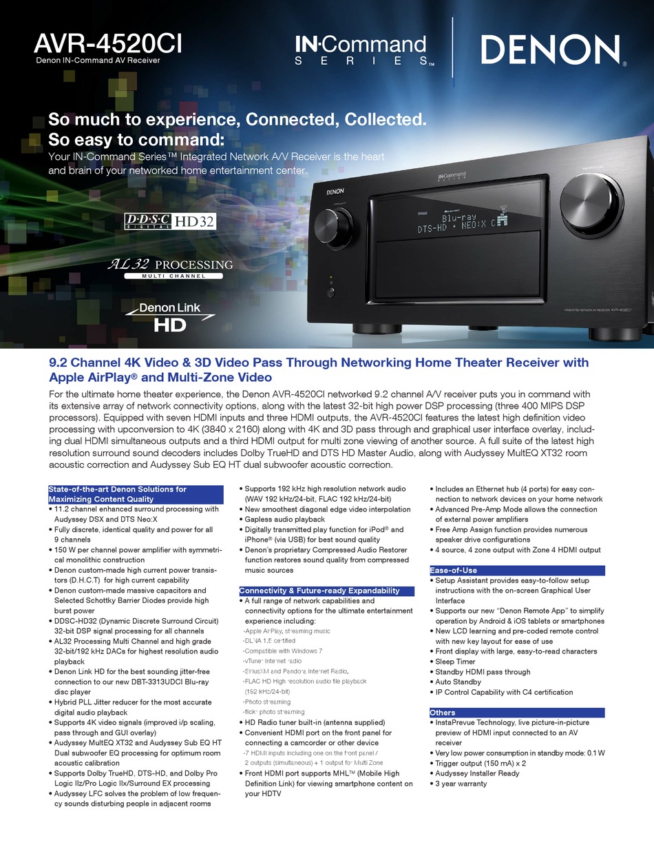 DENON AVR-4520CI SPECIFICATION Pdf Download | ManualsLib
