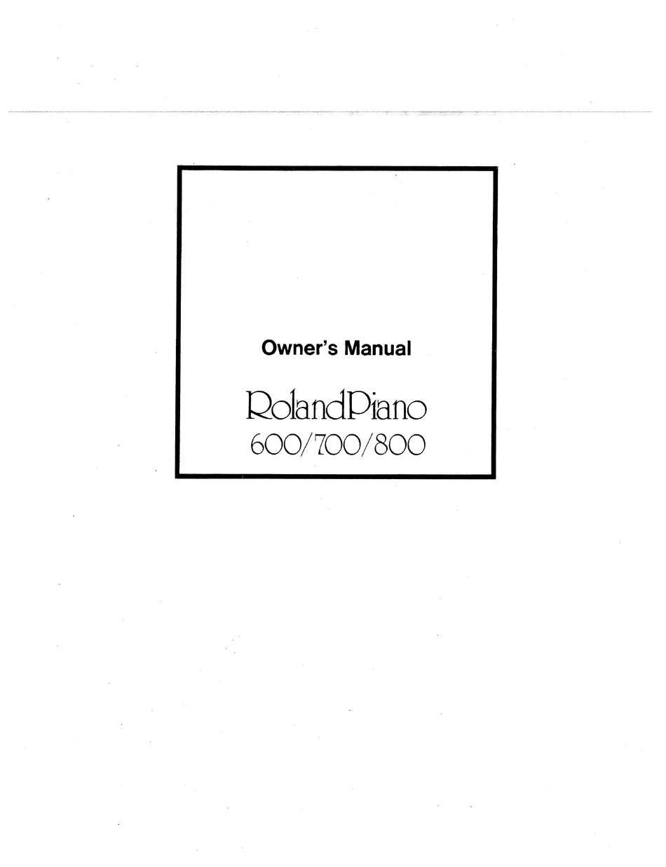 Roland 600 Owner S Manual Pdf Download Manualslib