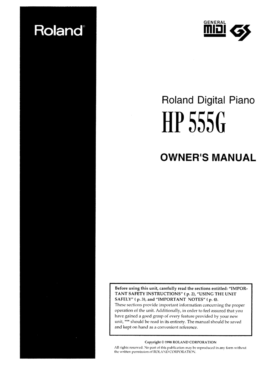 ROLAND HP 555G OWNER S MANUAL Pdf Download ManualsLib