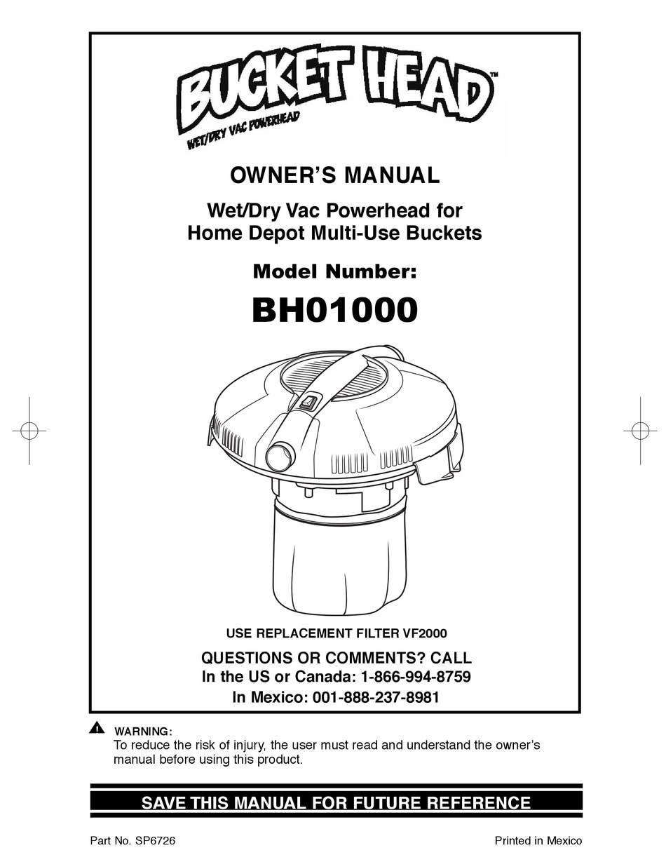 BUCKET HEAD BH01000 OWNER'S MANUAL Pdf Download ManualsLib