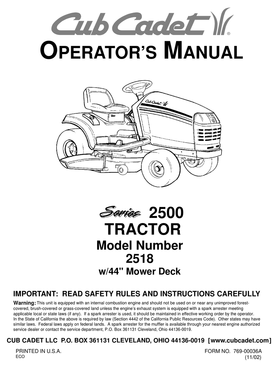 CUB CADET 2518 W/44