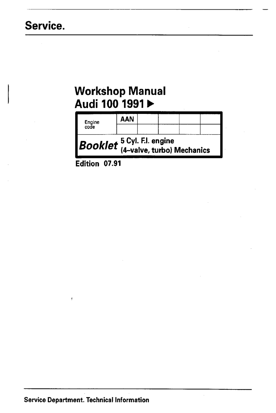 Betriebsanleitung AUDI 100 Handbuch Mappe Ausgabe 1991 