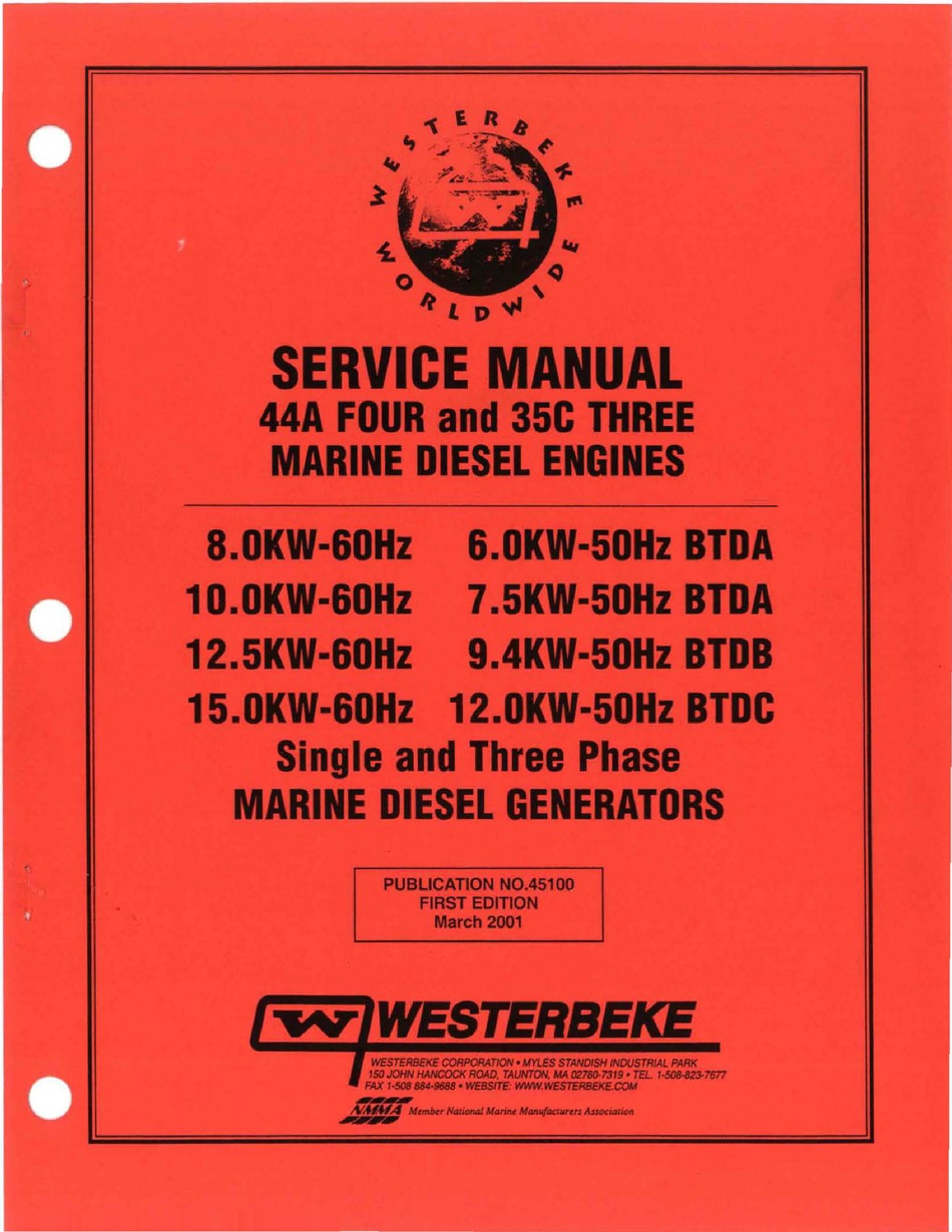 Westerbeke 8 0kw 60hz Service Manual