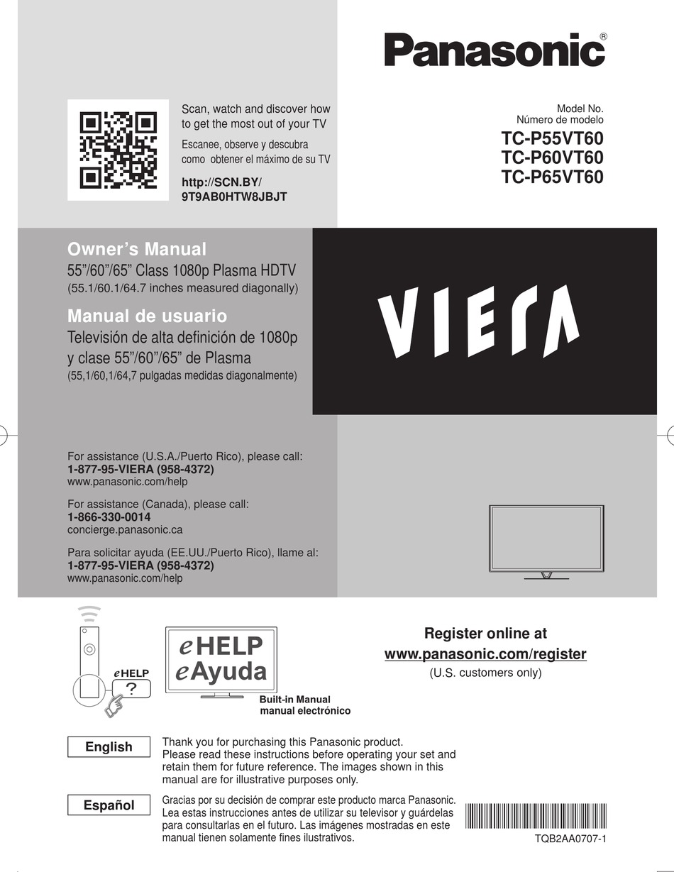 Panasonic Viera Tc P65vt60 Owner S Manual Pdf Download Manualslib