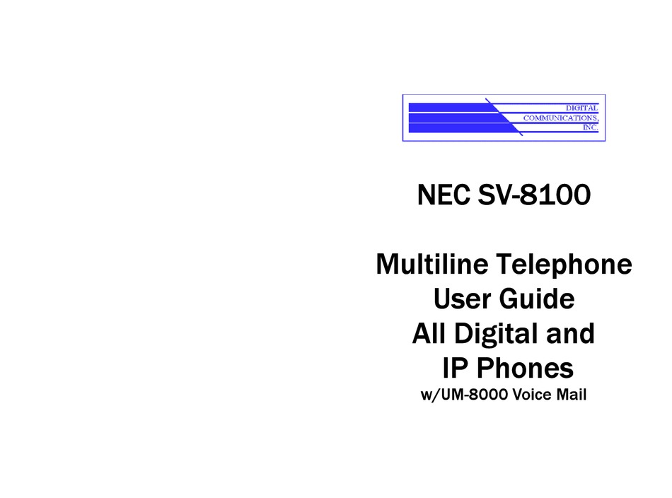 nec univerge sv8100 manual