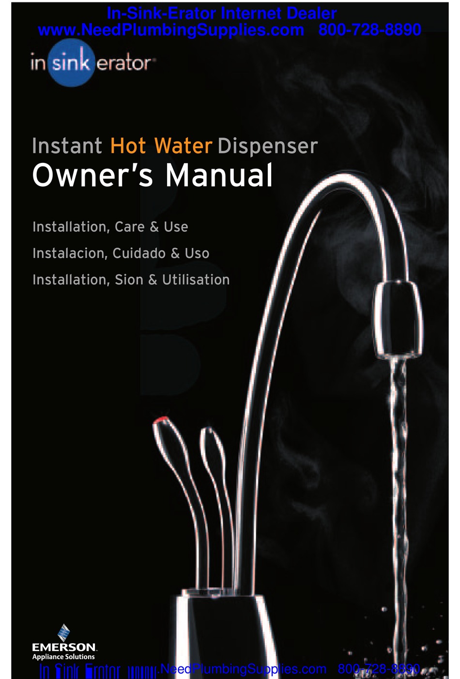 EMERSON INSTANT HOT WATER DISPENSER INSTALLATION, CARE & USE MANUAL Pdf