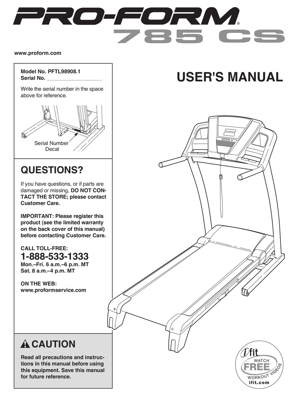 PROFORM 785 CS USER MANUAL Pdf Download | ManualsLib
