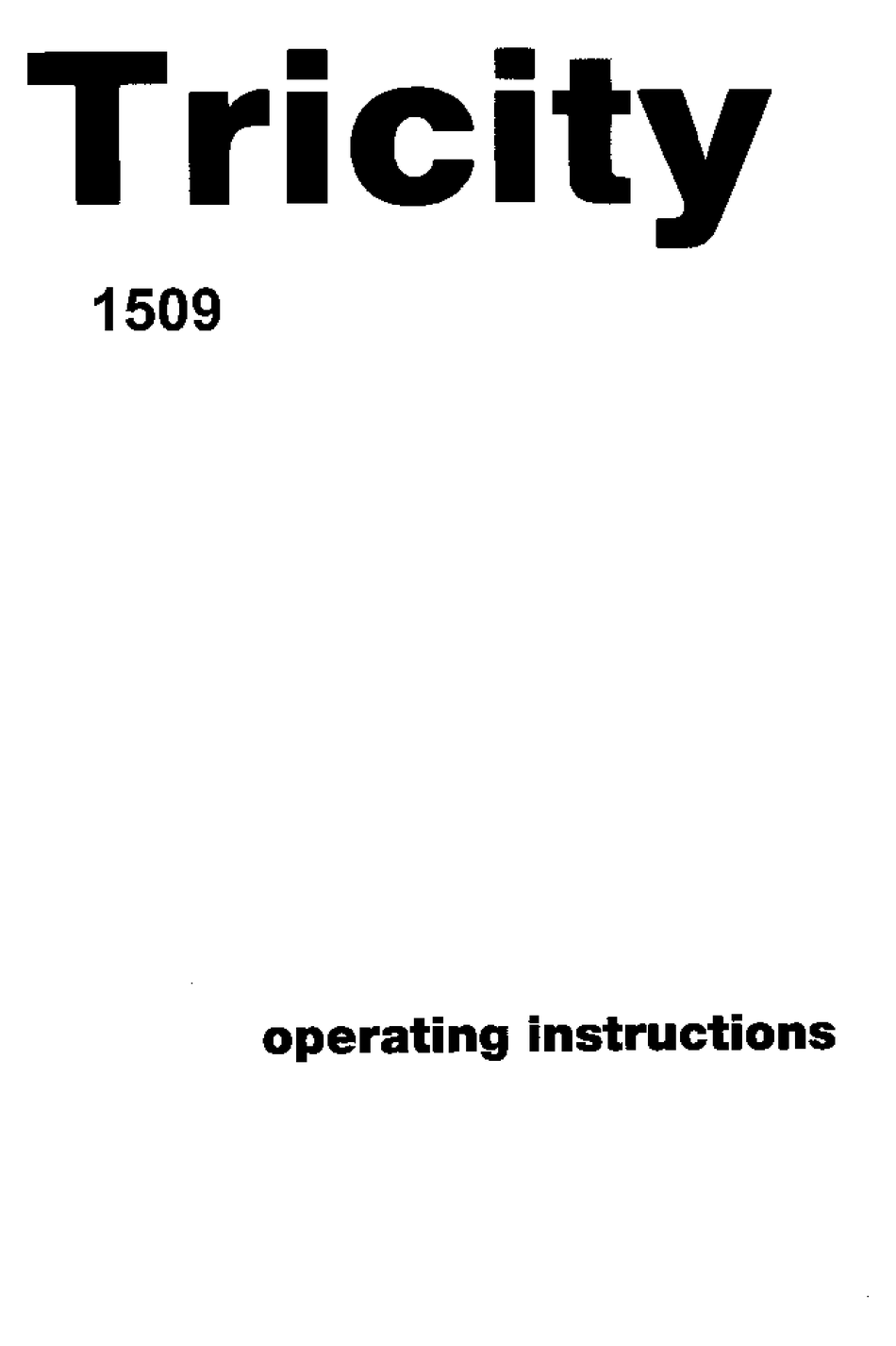 TRICITY BENDIX 1509 OPERATING INSTRUCTIONS MANUAL Pdf Download ManualsLib