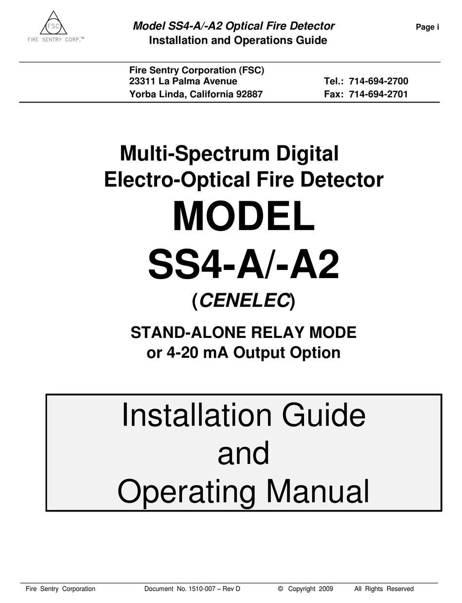 Fire Sentry Ss4 A Installation And Operation Manual Pdf Download Manualslib