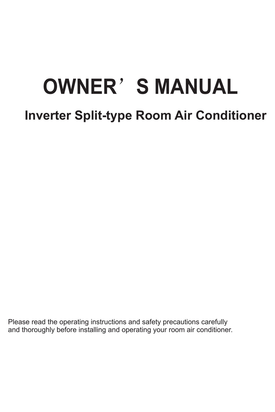 MIDEA INVERTER SPLIT-TYPE ROOM AIR CONDITIONER OWNER'S MANUAL Pdf ...