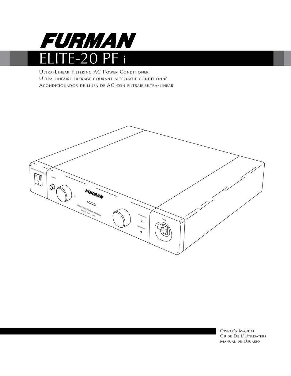 FURMAN ELITE20 PF I OWNER'S MANUAL Pdf Download ManualsLib