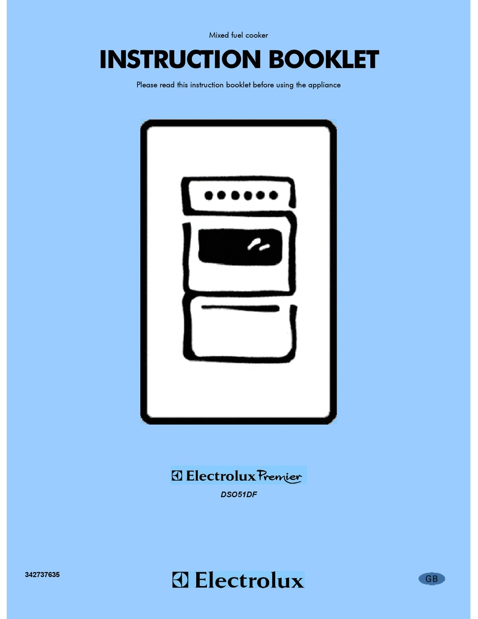 ELECTROLUX PREMIER DSO51DF INSTRUCTION BOOKLET Pdf Download | ManualsLib