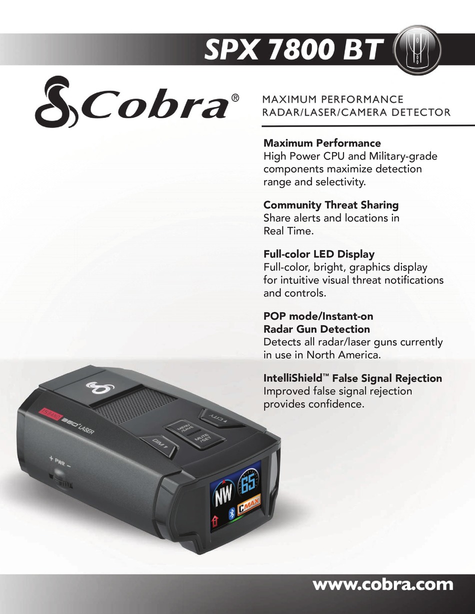 COBRA SPX 7800BT SPECIFICATIONS Pdf Download | ManualsLib