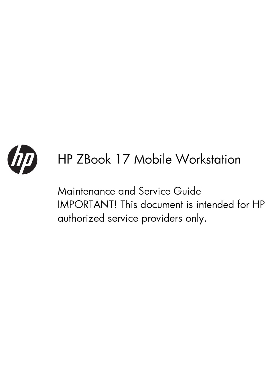 HP ZBOOK 17 SERVICE MANUAL Pdf Download | ManualsLib