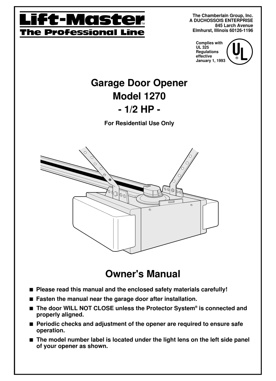 Chamberlain Lift Master Professional 1270 Owner S Manual Pdf Download Manualslib [ 1312 x 950 Pixel ]